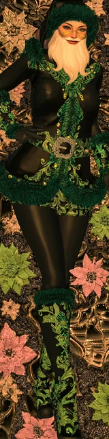 Free printable Christmas bookmarks of Santa Claus posing in green